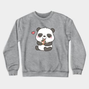 Cute Little Panda Enjoying Pizza Crewneck Sweatshirt